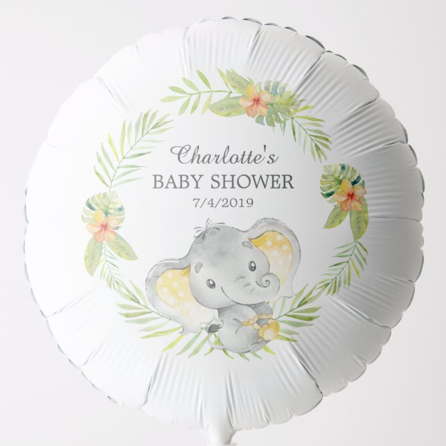Neutral Jungle Elephant Baby Shower Balloon (Front)