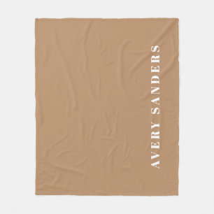 Neutral Khaki Simple Modern Personalized Name Fleece Blanket