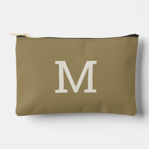 Neutral Khaki Taupe Monogram Initial Accessory Bag