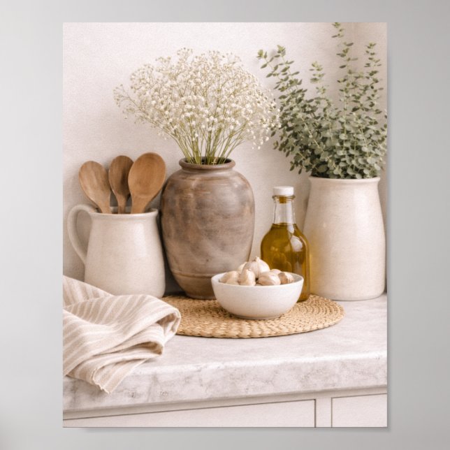 Neutral Kitchen Farmhouse Art Frame Ready  Poster (Front)