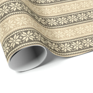Neutral Knitted Christmas Snowflake Modern Winter Wrapping Paper