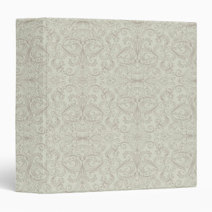 Neutral Lace Damask Pattern Fabric 3 Ring Binder