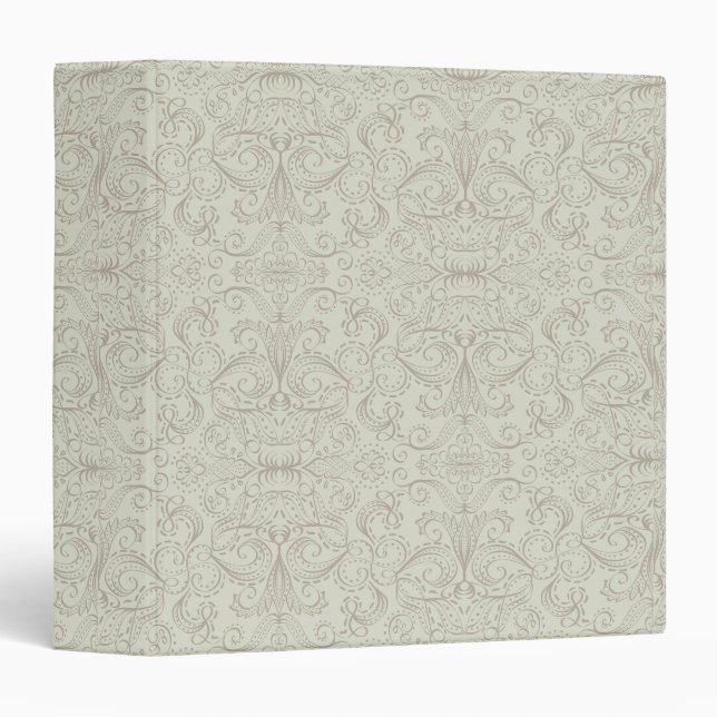 Neutral Lace Damask Pattern Fabric 3 Ring Binder (Front/Spine)