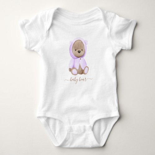 Neutral Lavender Teddy Bear Baby Bear Baby Bodysuit