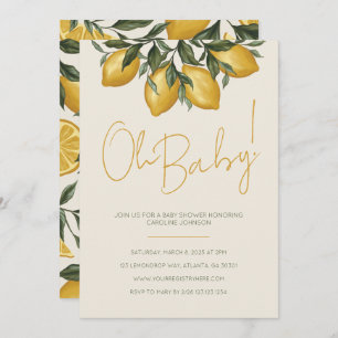 Neutral Lemon Baby Shower Invitation
