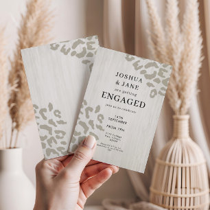 Neutral Leopard Print Modern Engagement Party  Invitation
