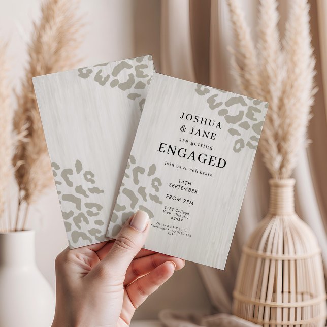 Neutral Leopard Print Modern Engagement Party  Invitation (Creator Uploaded)