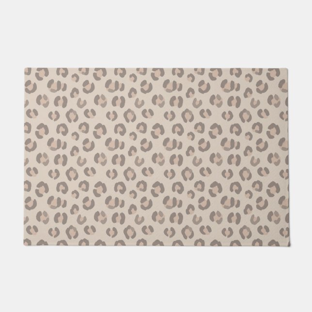 Neutral Leopard Print Pattern Doormat (Front)