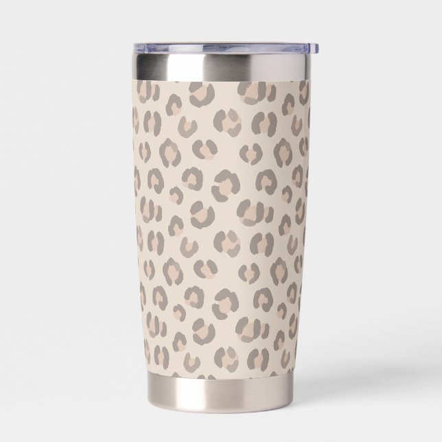 Neutral Leopard Print Pattern Insulated Tumbler (Left)