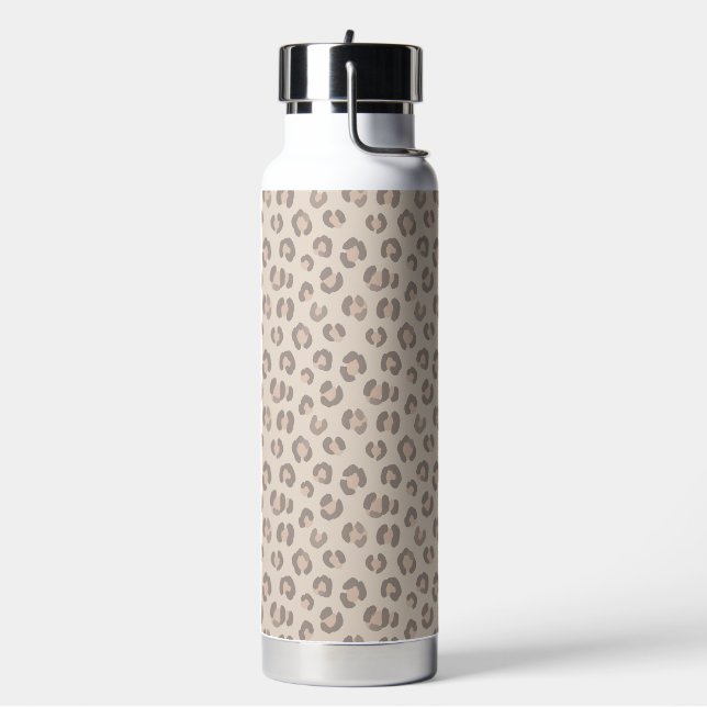 Neutral Leopard Print Pattern Water Bottle (Left)
