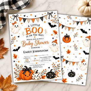Neutral Little Boo Halloween Baby Shower Invitation