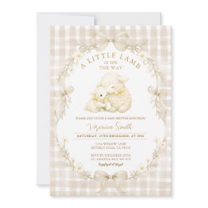 Neutral Little Lamb Baby Shower Invitation