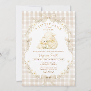 Neutral Little Lamb Baby Shower Invitation