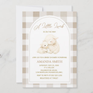 Neutral Little Lamb Baby Shower Invitation