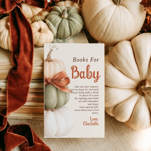 Neutral Little Pumpkin Girl Books for Baby Shower Enclosure Card