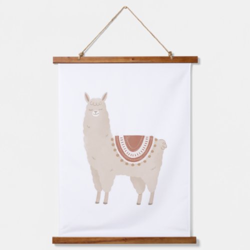 Neutral Llama Boho Nursery Decor Hanging Tapestry