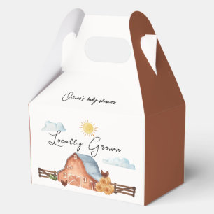 Neutral Locally Grown Farm Barn Baby Shower Favor Boxes
