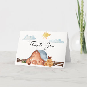 Neutral Locally Grown Farm Barn Baby Shower  Letterpress Thank You Card