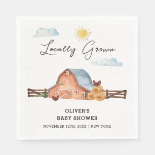 Neutral Locally Grown Farm Barn Baby Shower Napkins