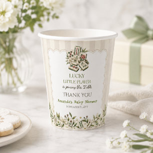 Neutral Lucky Little Player Mahjong Baby Shower Paper Cups