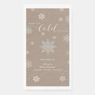 Neutral Magical Snowflake Baby Shower Welcome Paper Guest Towels