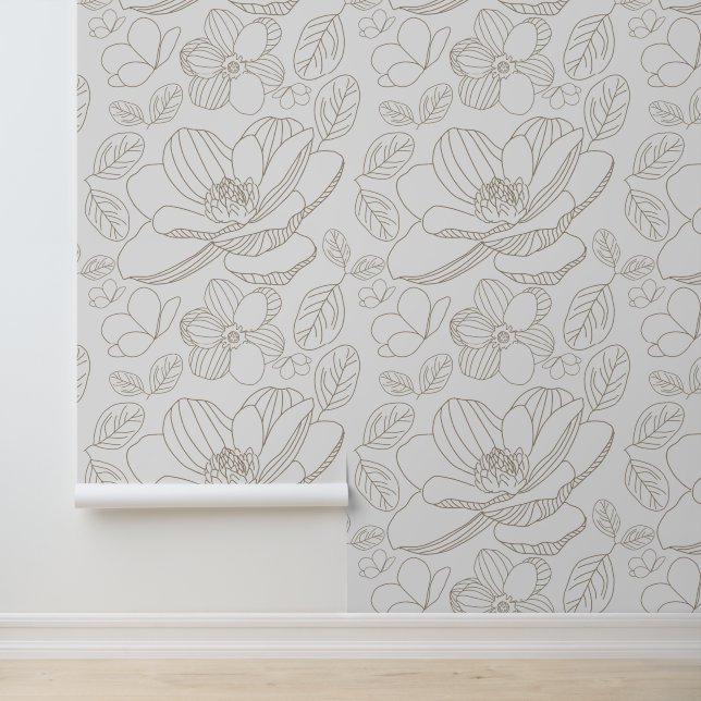 Neutral Magnolia Minimalist lines Modern Wallpaper (Application)