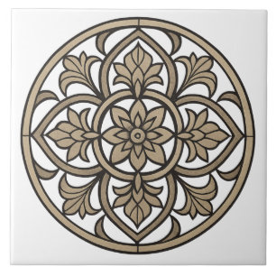 Neutral Mandala in Beige Ceramic Tile