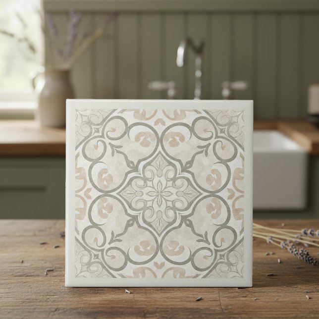 Neutral Mediterranean Pattern Pat#17 Greige ID1195 Ceramic Tile (Creator Uploaded)