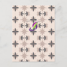 Neutral Mid Century Modern Geometric Floral Patter