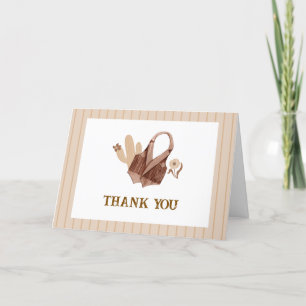 Neutral Minimal Boho Cactus Cowgirl Baby Shower Letterpress Thank You Card