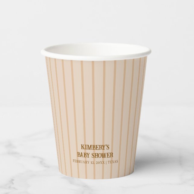 Neutral Minimal Rustic Boho Cowgirl Baby Shower  Paper Cups (Front)