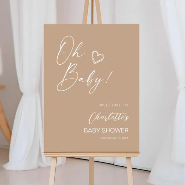 Neutral Minimalist Baby Shower Welcome Sign | Zazzle