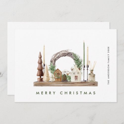 Neutral Minimalist Boho Christmas Composition Holi Holiday Card