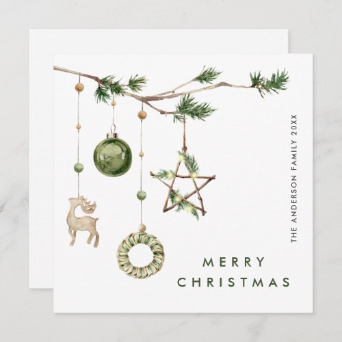 Neutral Minimalist Boho Christmas Composition Holiday Card