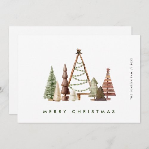 Neutral Minimalist Boho Christmas Composition Holiday Card