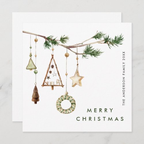 Neutral Minimalist Boho Christmas Composition Holiday Card