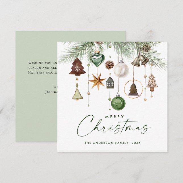 Neutral Minimalist Boho Christmas Composition Holiday Card (Front/Back)