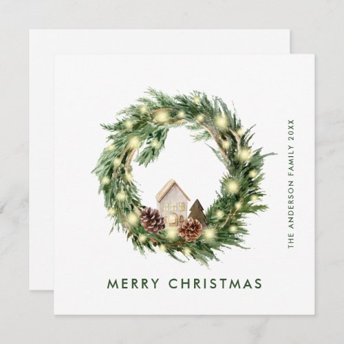 Neutral Minimalist Boho Christmas Composition Holiday Card