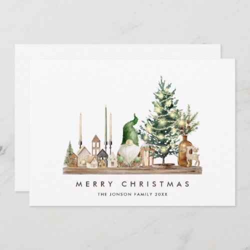 Neutral Minimalist Boho Christmas Composition Holiday Card