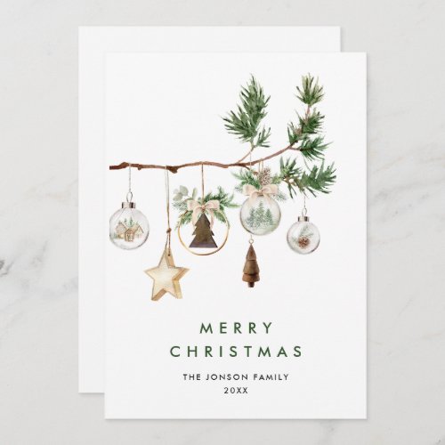 Neutral Minimalist Boho Christmas Composition Holiday Card