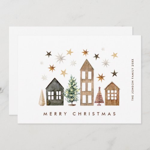 Neutral Minimalist Boho Christmas Composition Holiday Card