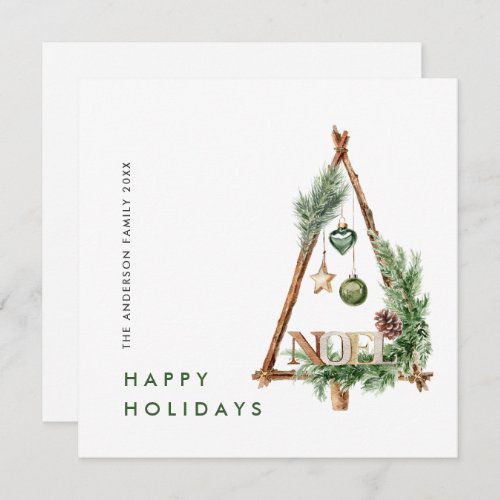 Neutral Minimalist Boho Christmas Composition Holiday Card