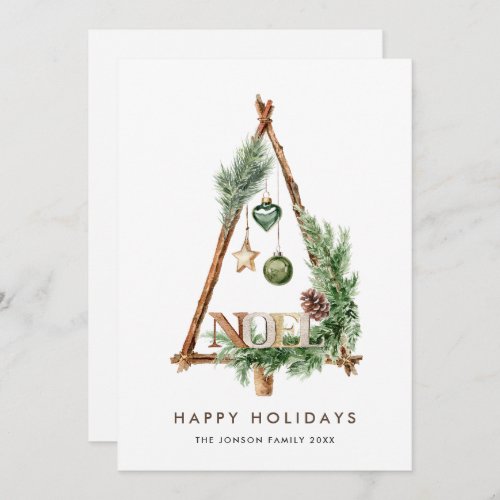 Neutral Minimalist Boho Christmas Composition Holiday Card