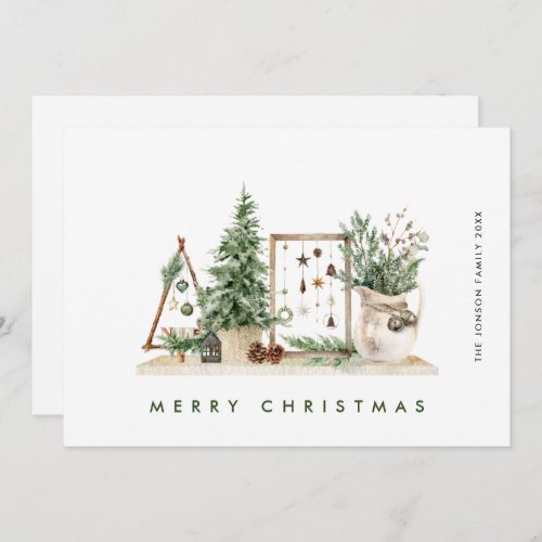 Neutral Minimalist Boho Christmas Composition Holiday Card