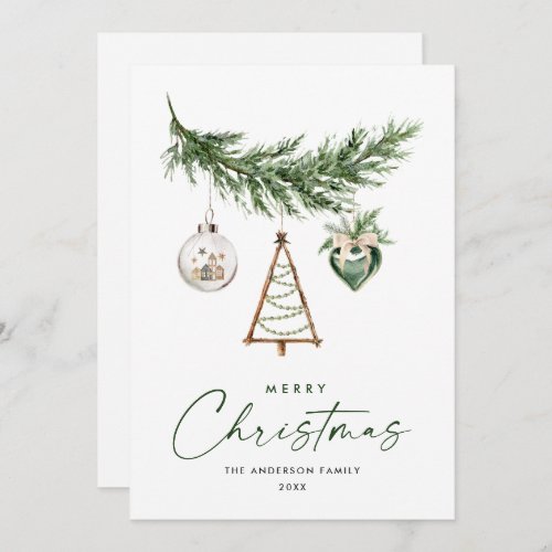 Neutral Minimalist Boho Christmas Composition Holiday Card