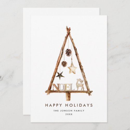 Neutral Minimalist Boho Christmas Composition Holiday Card