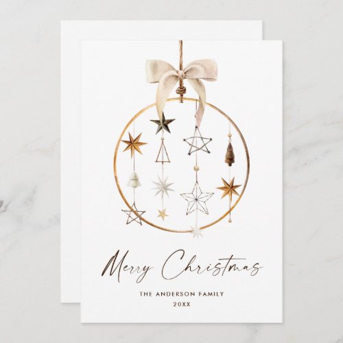 Neutral Minimalist Boho Christmas Composition Holiday Card