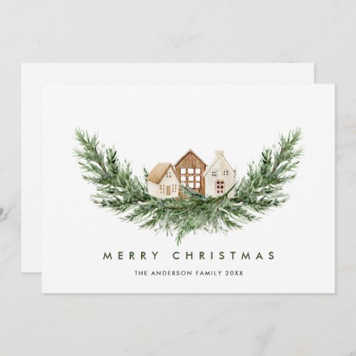 Neutral Minimalist Boho Christmas Composition Holiday Card