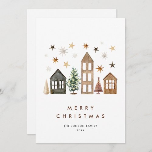 Neutral Minimalist Boho Christmas Composition Holiday Card