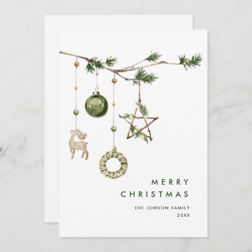 Neutral Minimalist Boho Christmas Composition Holiday Card